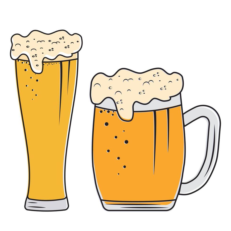 Beer in a mug, isolated illustration on a white background vector