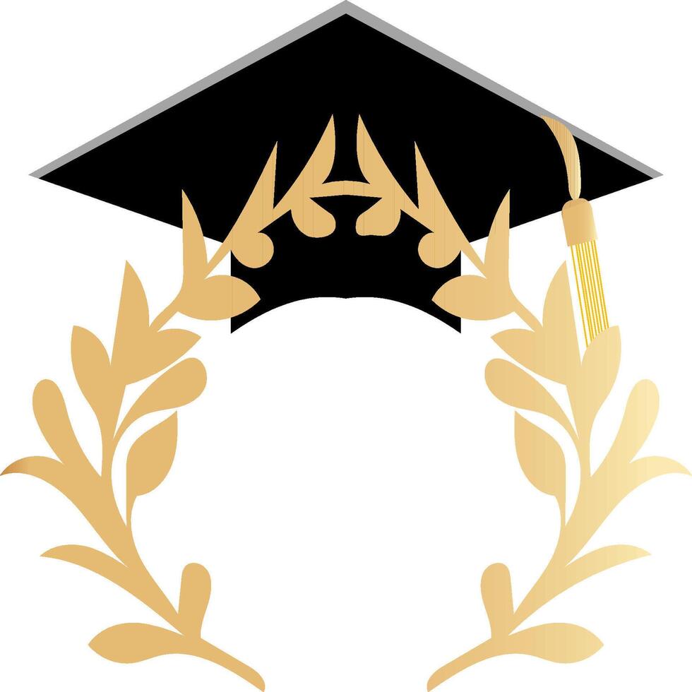 Background Laurel Wreaths Graduation hatTraditional GoldSchool Color Bright and Vibran vector