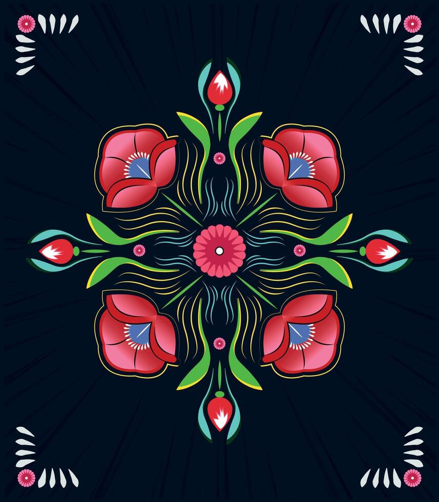 A set of floral borders with a border of flowers Colorful Rickshaw painting vector