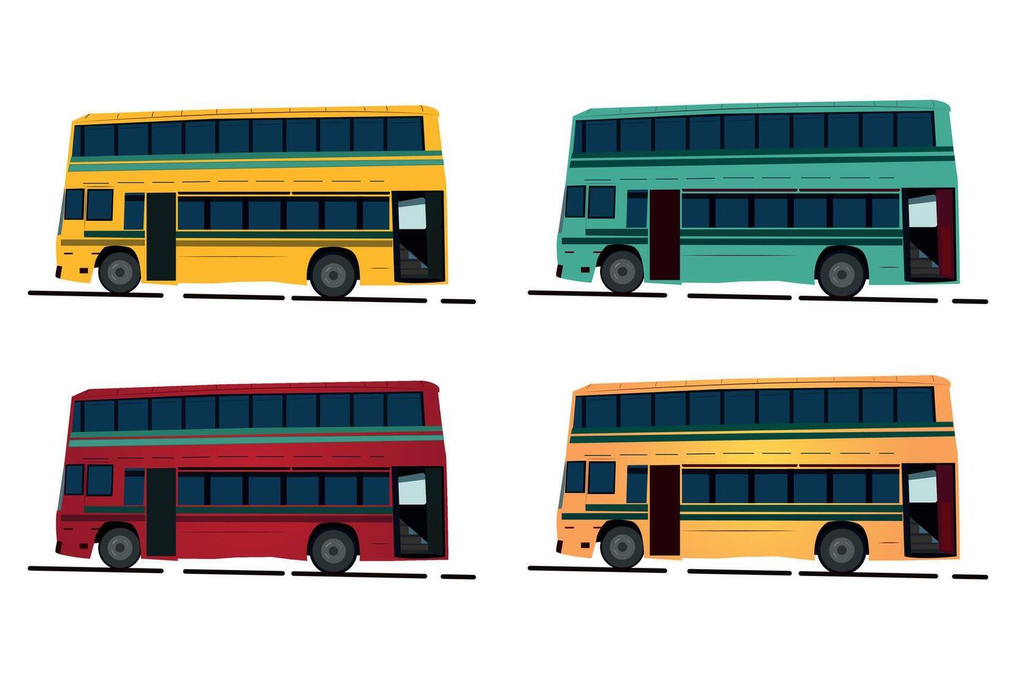 Double-decker bus collection illustration on white background vector