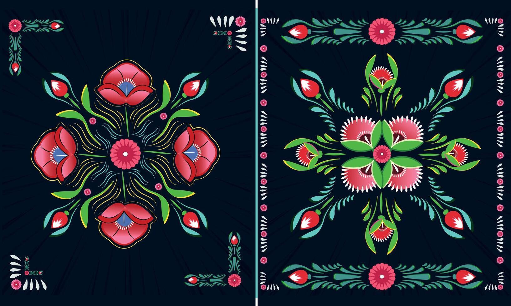 a set of floral borders with a border of flowers colorful rickshaw painting vector