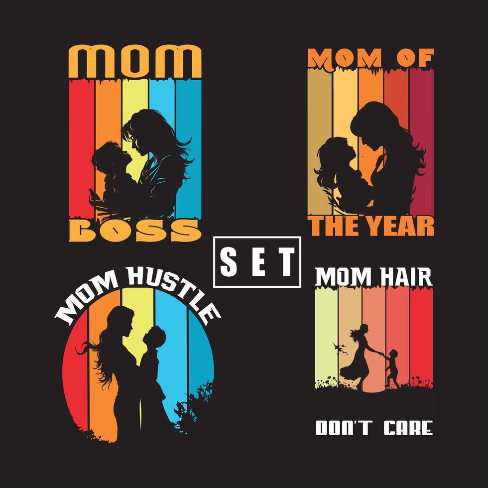 MOTHER'S DAY TYPOGRAPHY BUNDLE T-SHIRT DESIGN vector