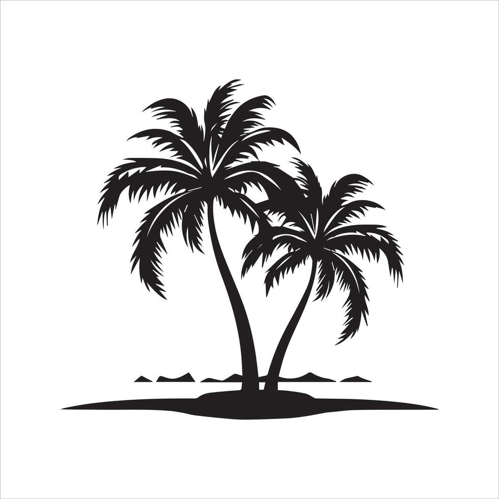 Tree and forest silhouettes silhouette tree line drawing set coconut tree silhouette illustrations vector