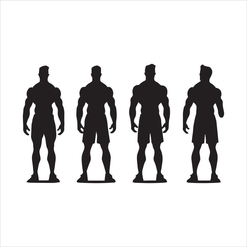 Gym workout silhouette collection.human fitness illustration set. vector