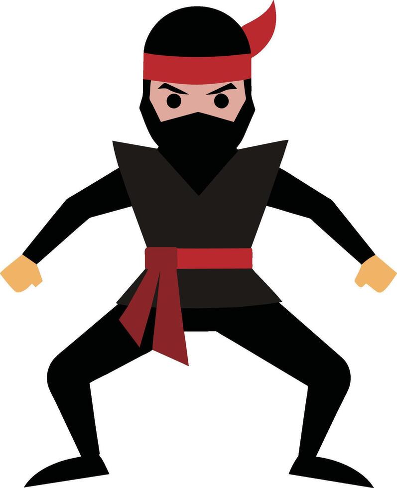 ilustración de un ninja con un rojo pañuelo en su cabeza vector