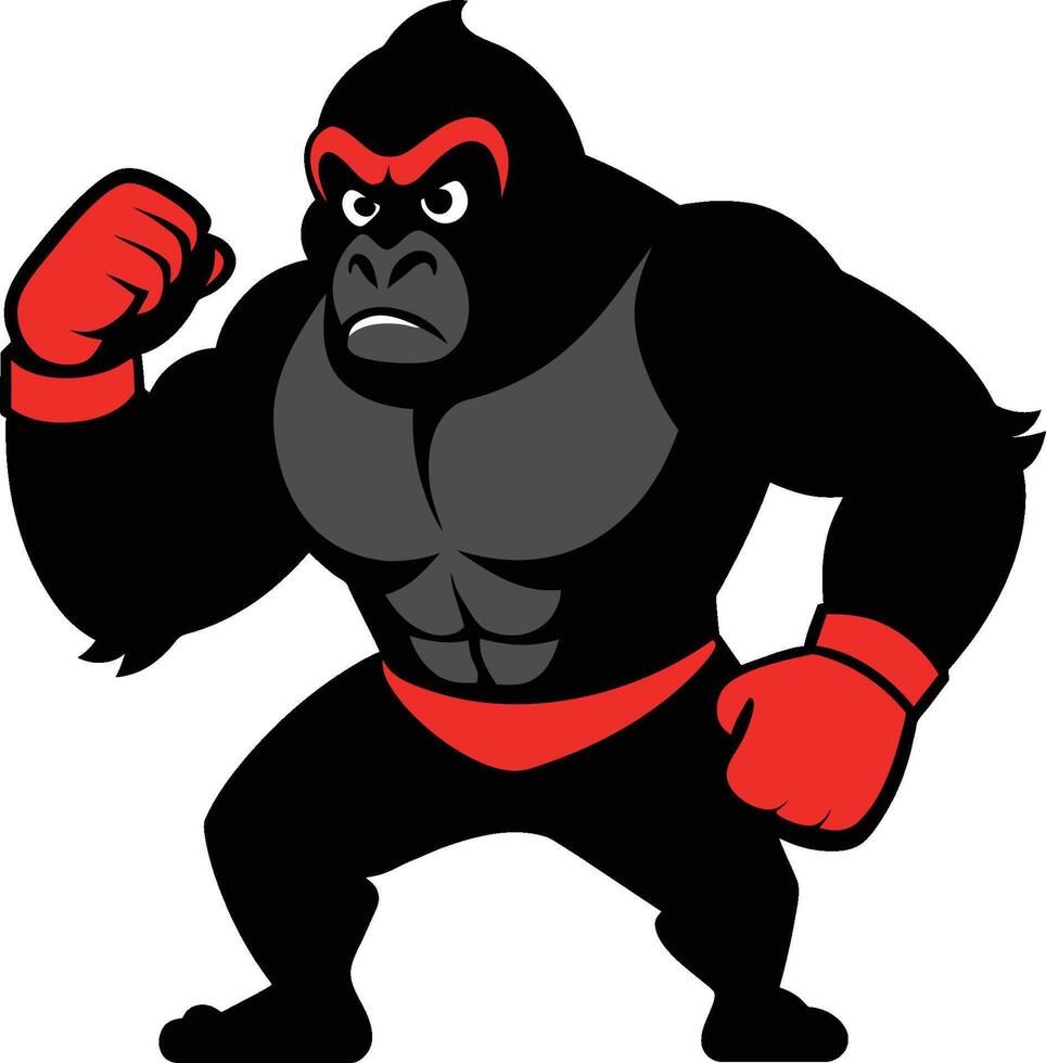 Gorilla with boxing gloves. illustration ready for vinyl cutting. vector
