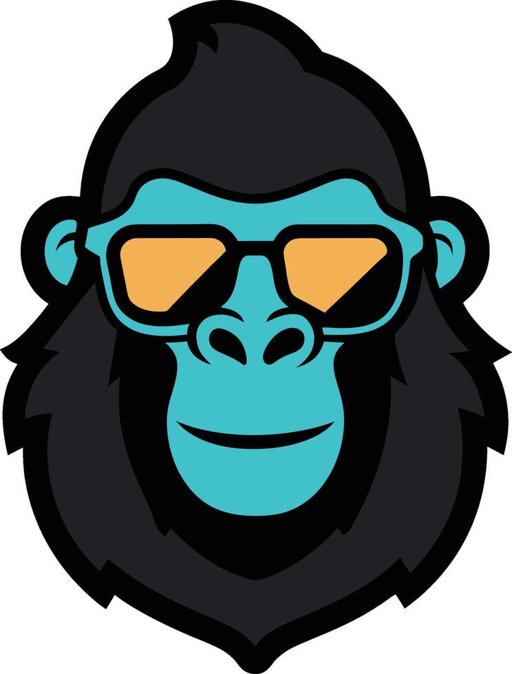 hand drawn cool Gorilla sticker wear sunglass in cartoon style vector
