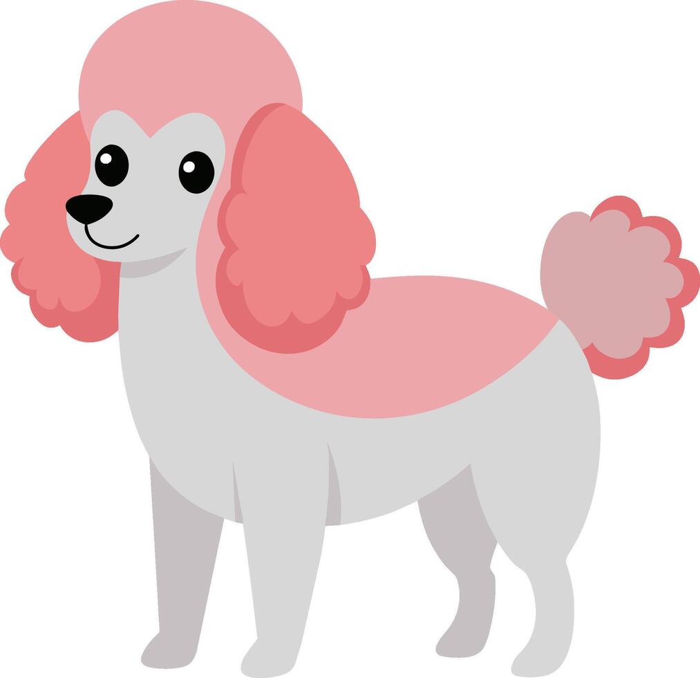 a cartoon poodle dog with a pink hat illustration vector