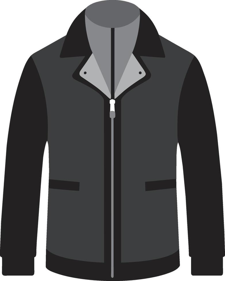 a black leather jacket with a zipper on the front vector