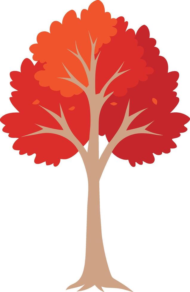 Illustration of a red autumn tree with red leaves vector