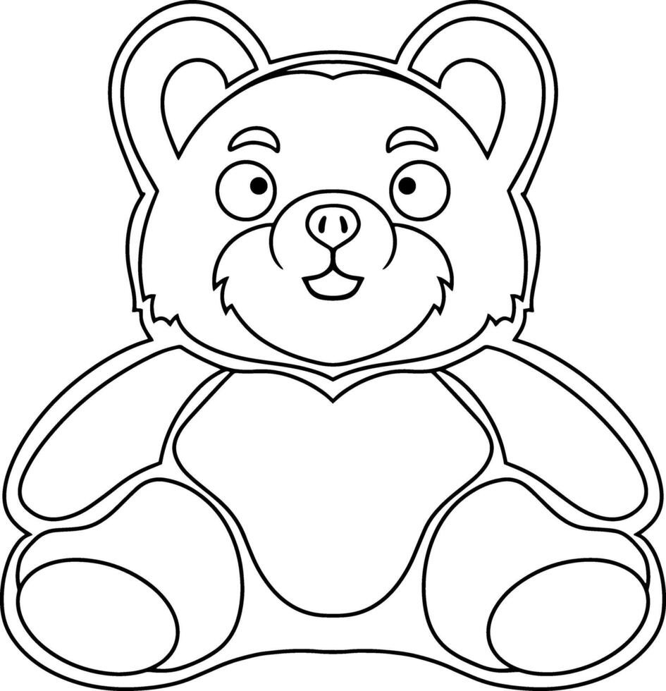 Cartoon bear clipart Animal logo Coloring page book vector