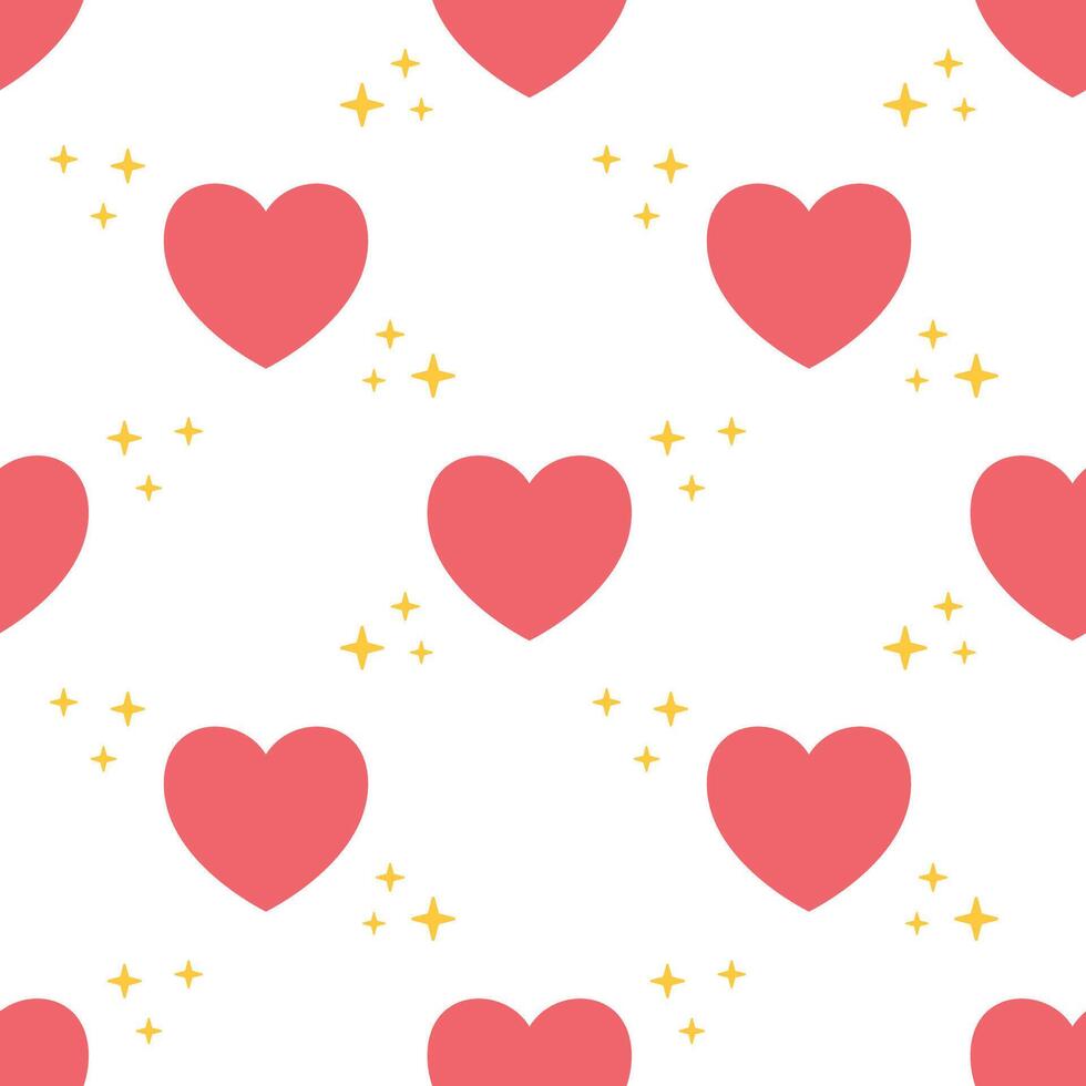 Red Heart seamless pattern. Illustration in flat style. Valentine day texture. Love concept. Hand drawn heart in doodle style. Fabric with heart print. vector