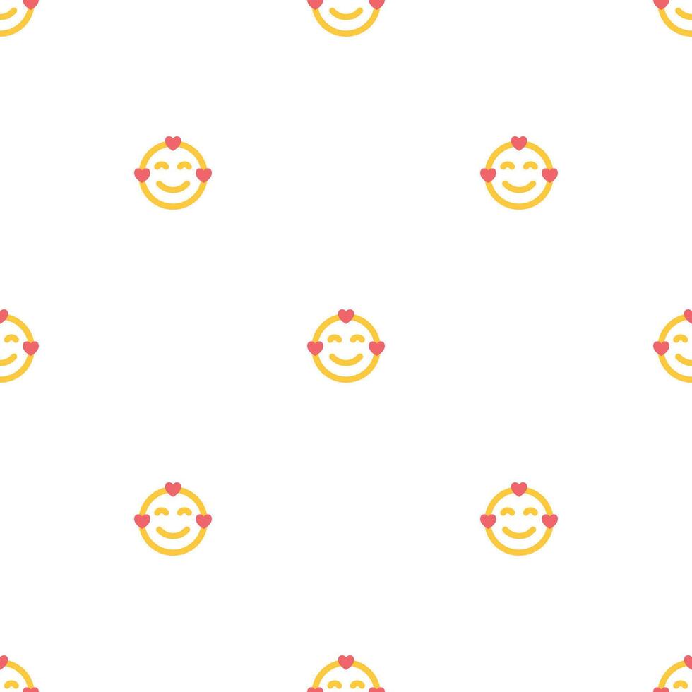 Seamless pattern with emoji, smiles in love, messages, social media elements. Chatting concept. Fabric texture, textile design in flat style on white background. Love concept vector