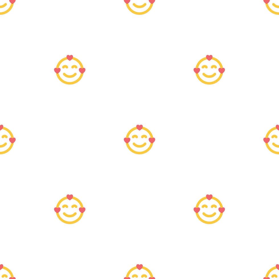 Seamless pattern with emoji, smiles in love, messages, social media elements. Chatting concept. Fabric texture, textile design in flat style on white background. Love concept vector