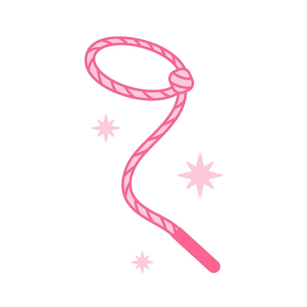 Cowboy Pink core lariat, lasso. Cowboy western and wild west theme concept. Hand drawn rope illustration. Doodle icon of knout vector