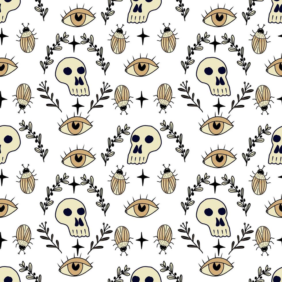 Magic celestial seamless pattern, hand drawn mystical elements. vector