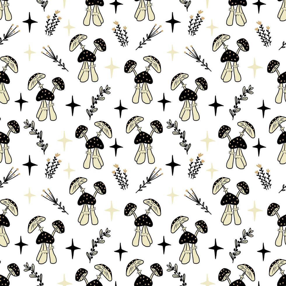 Magic celestial seamless pattern, hand drawn mystical elements. vector