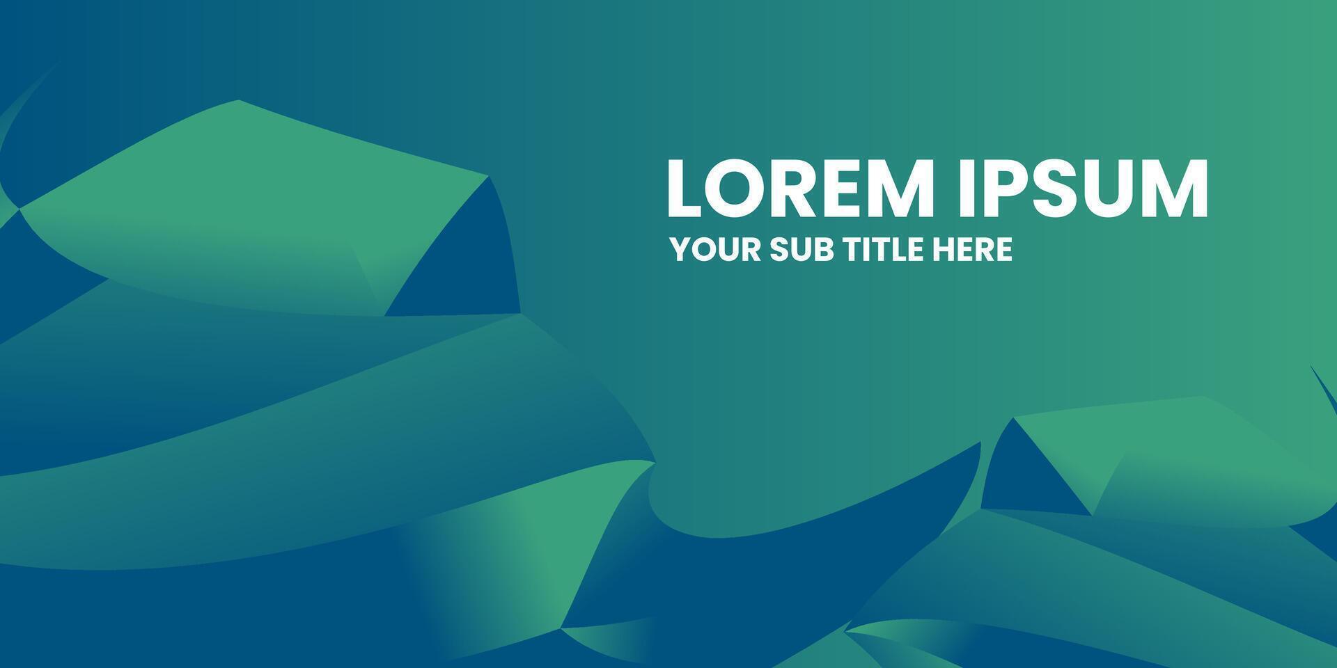 A blue and green geometric background with white text. vector