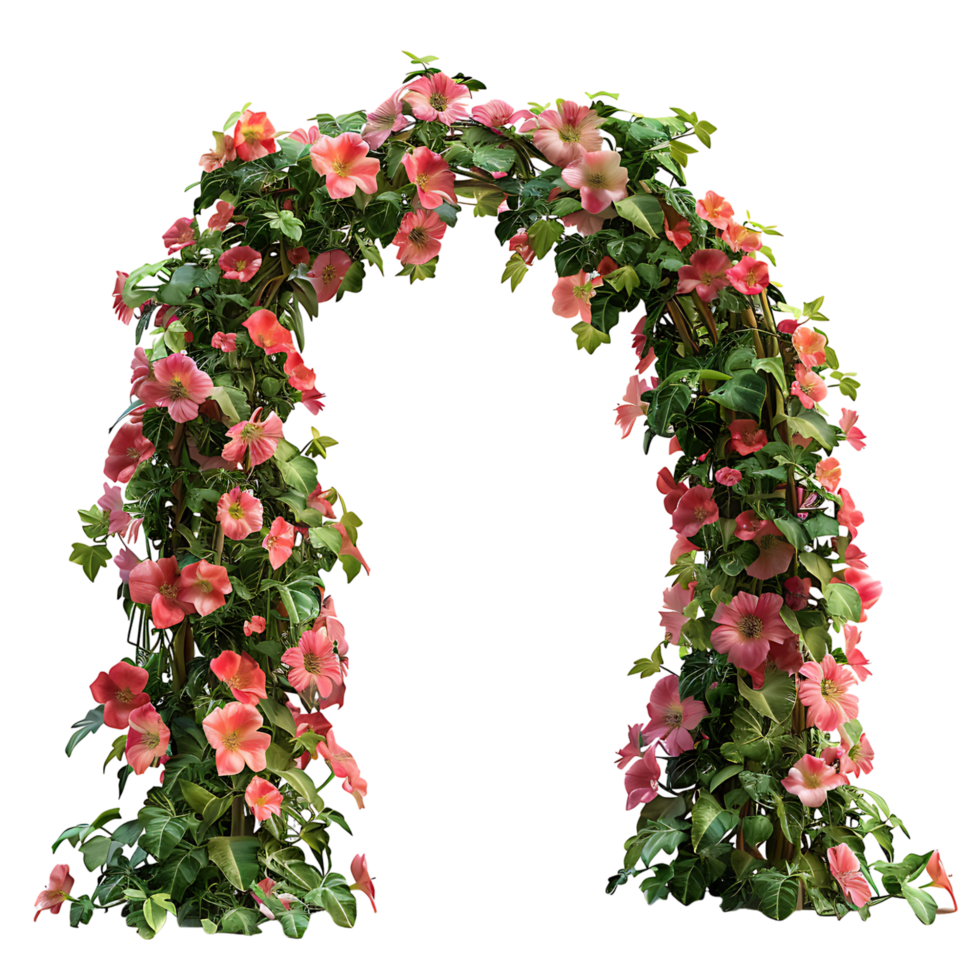 Garden flower arch on isolated transparent background png