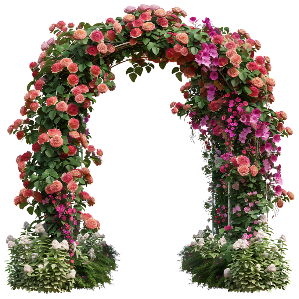 Garden flower arch on isolated transparent background png