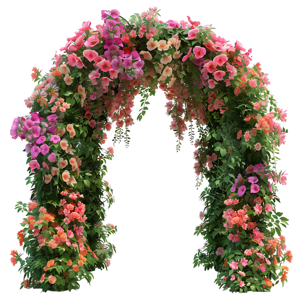 Garden flower arch on isolated transparent background png