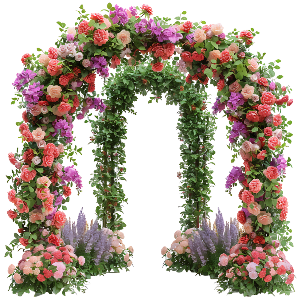 Garden flower arch on isolated transparent background png