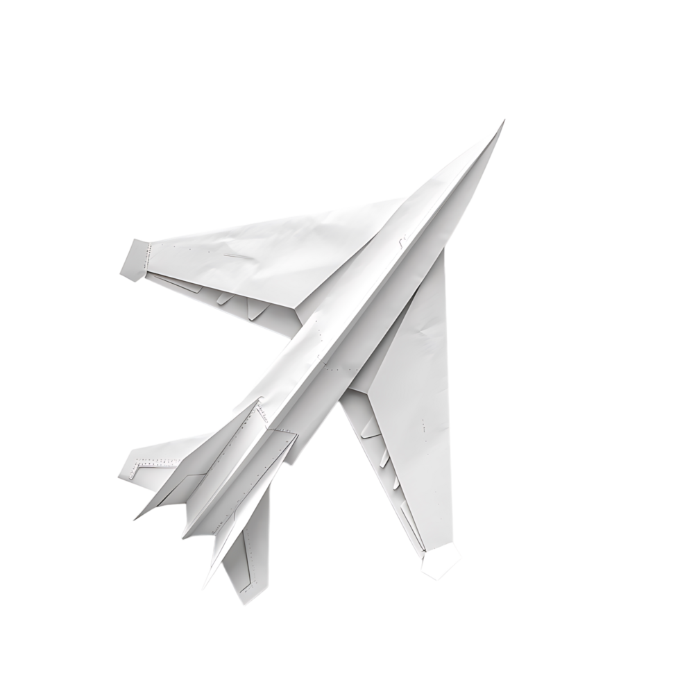 White paper airplane on isolated transparent background png