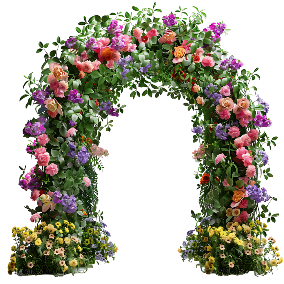 Garden flower arch on isolated transparent background png