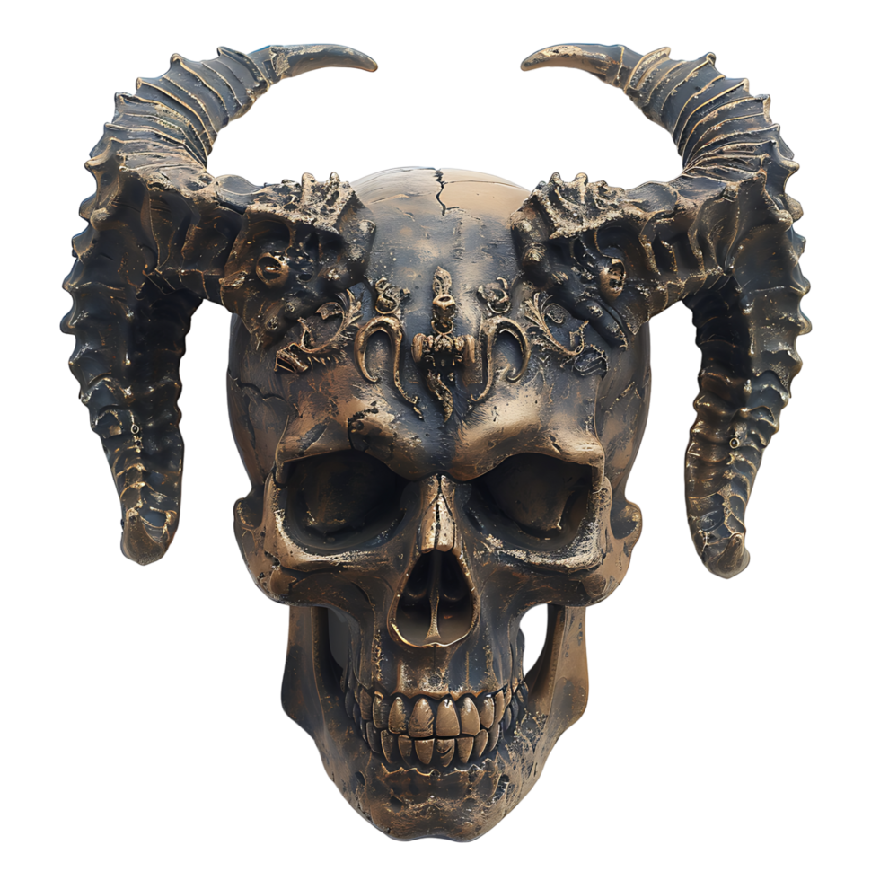 Devil skull with horns on isolated transparent background png