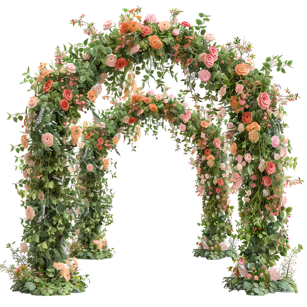 Garden flower arch on isolated transparent background png