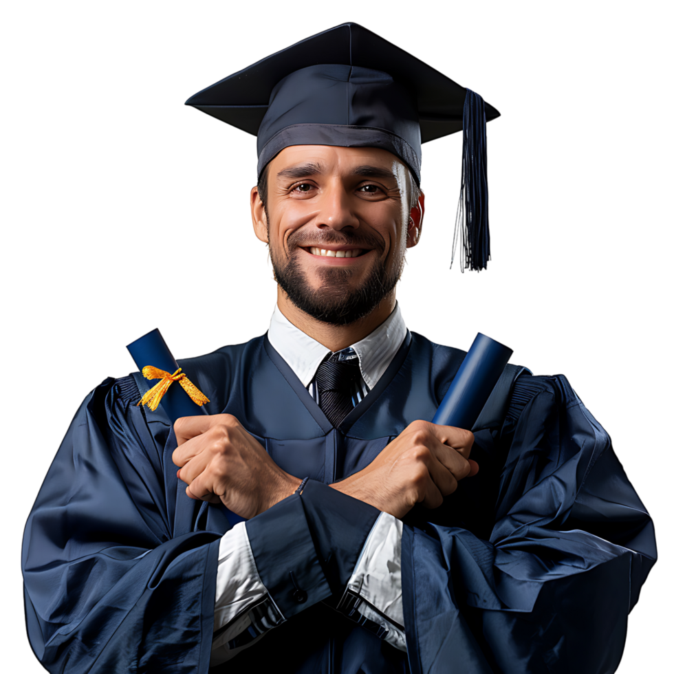 contento hombre graduación en aislado transparente antecedentes png