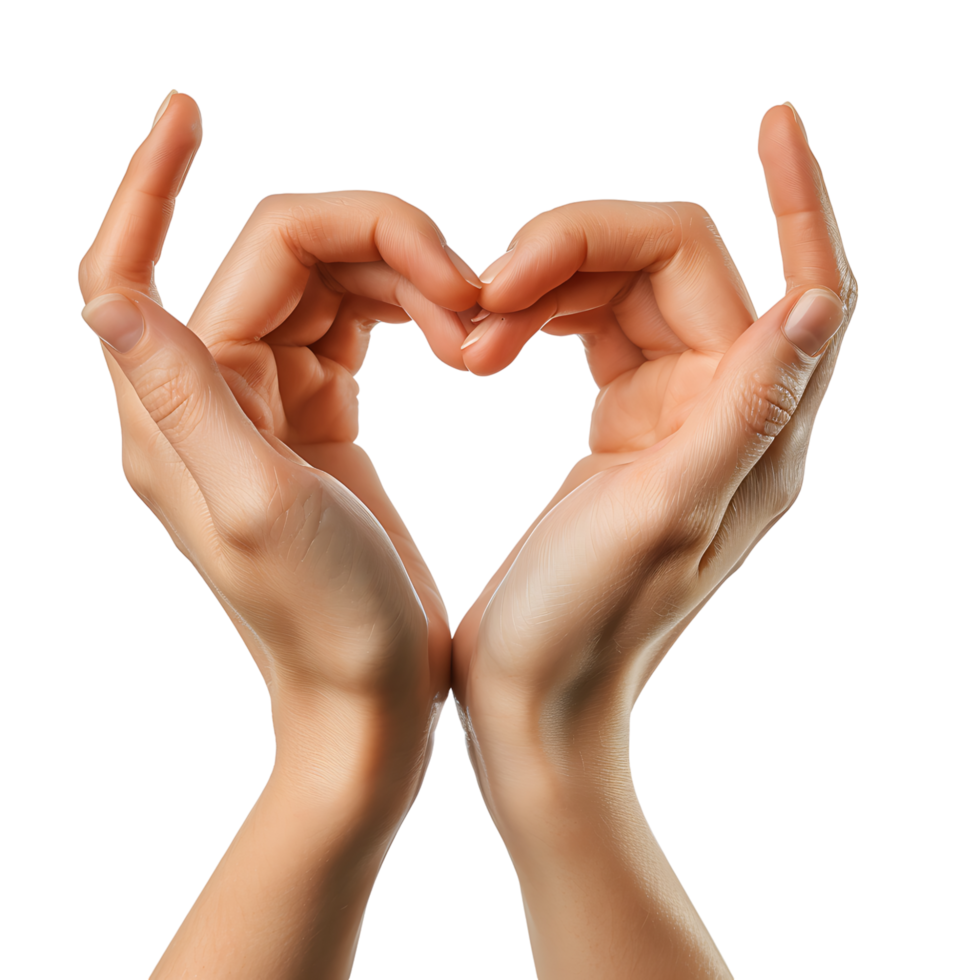 Hands making heart sign on isolated transparent background png