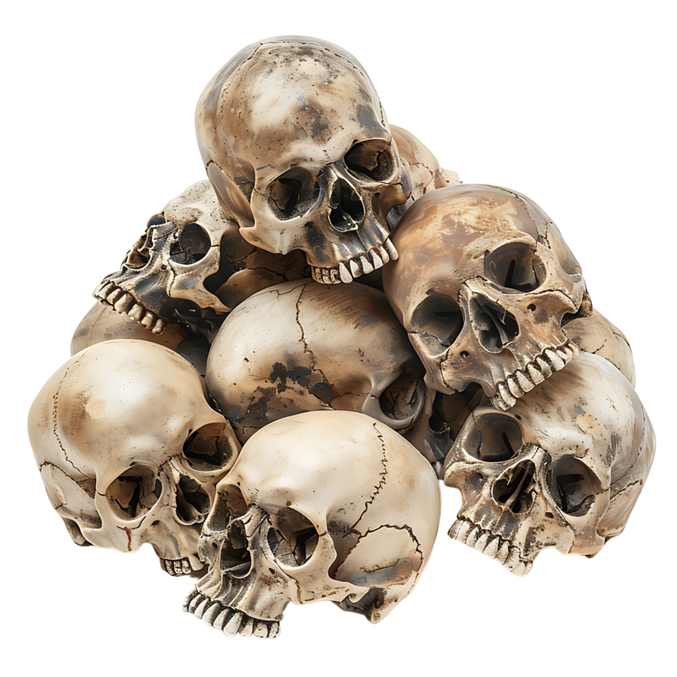 Pile of skull on isolated transparent background png