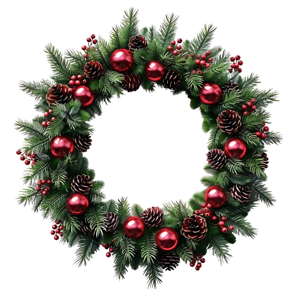 3d christmas wreath on isolated transparent background png