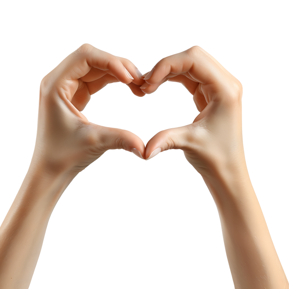 Hands making heart sign on isolated transparent background png