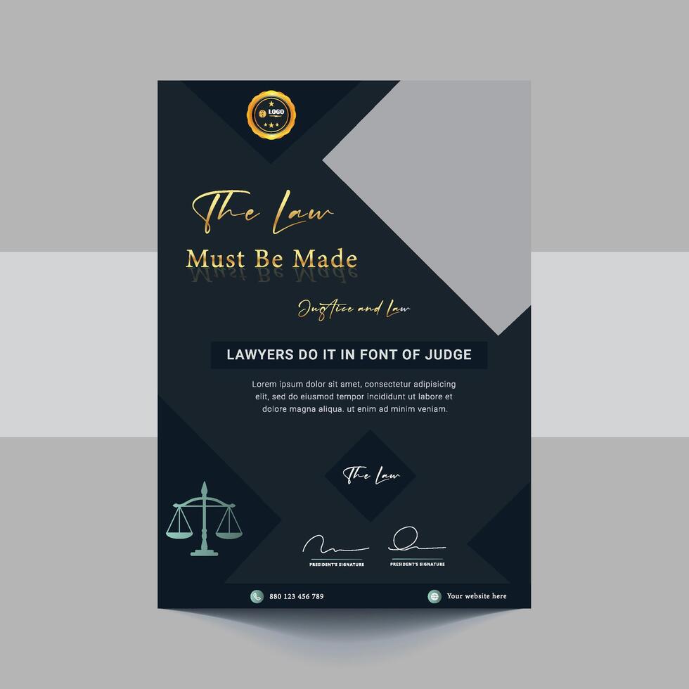 Law firm flyer template. Law Firm And Consultancy Flyer.Legal law firm flyer poster leaflet template design vector