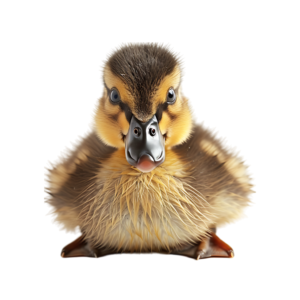 Duckling front view on isolated transparent background png