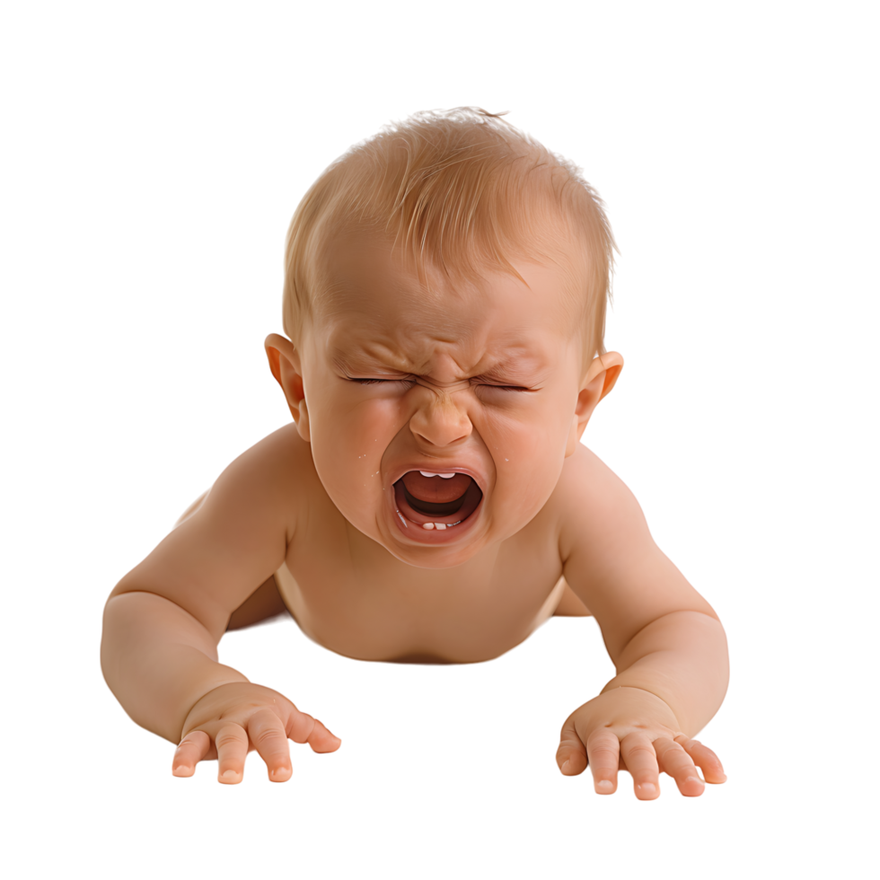 Baby crying on isolated transparent background png