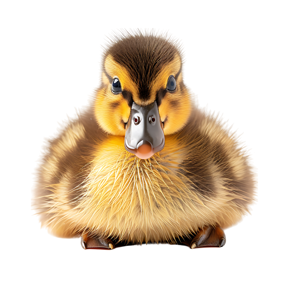 Duckling front view on isolated transparent background png