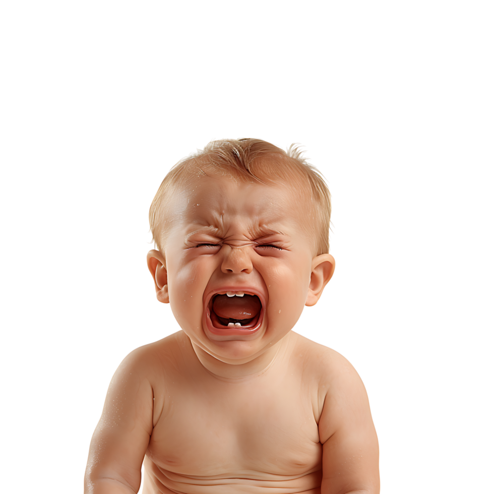 Baby crying on isolated transparent background png