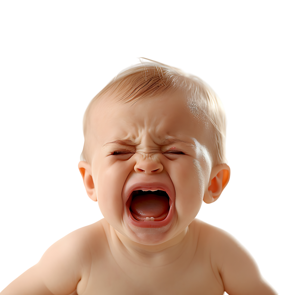 Baby crying on isolated transparent background png