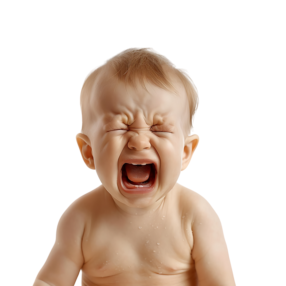 Baby crying on isolated transparent background png