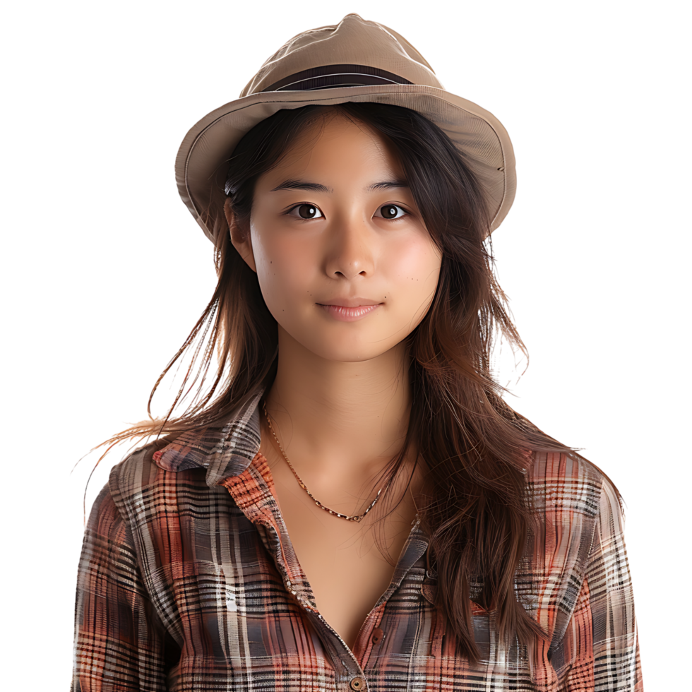 asiatisk flicka modell på isolerat transparent bakgrund png