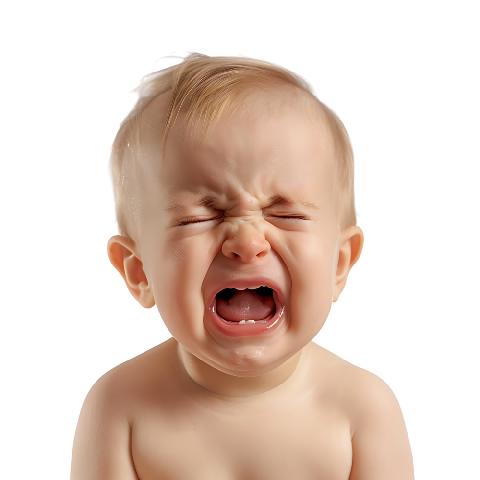 Baby crying on isolated transparent background png