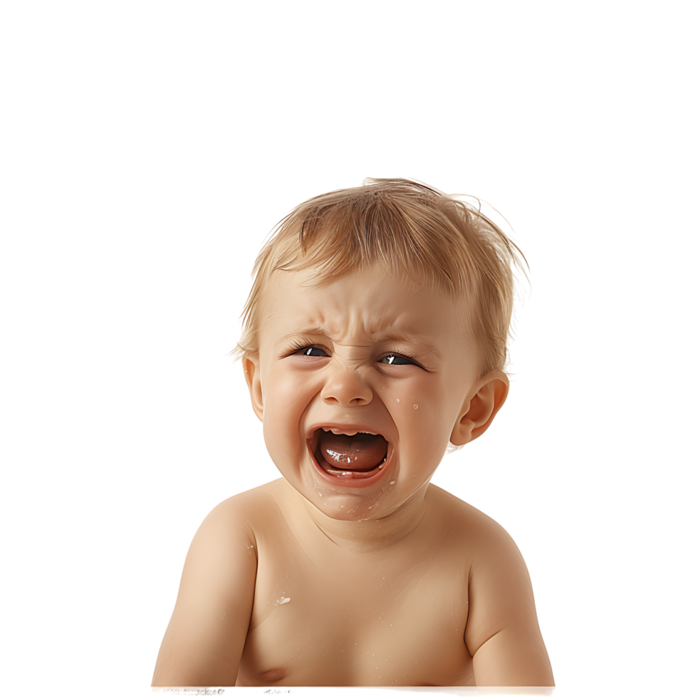 Baby crying on isolated transparent background png