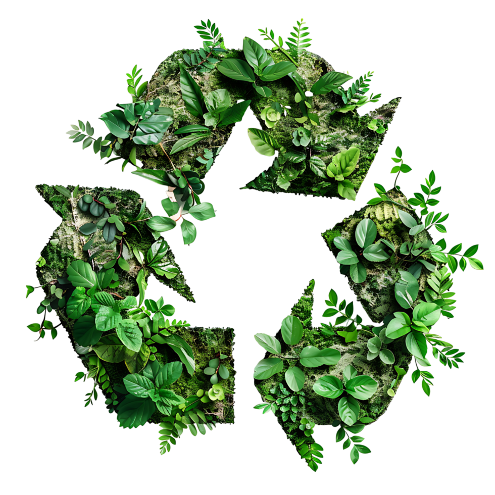 Recycle icon symbol in plants nature on isolated transparent background png
