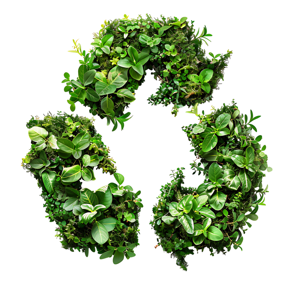 Recycle icon symbol in plants nature on isolated transparent background png