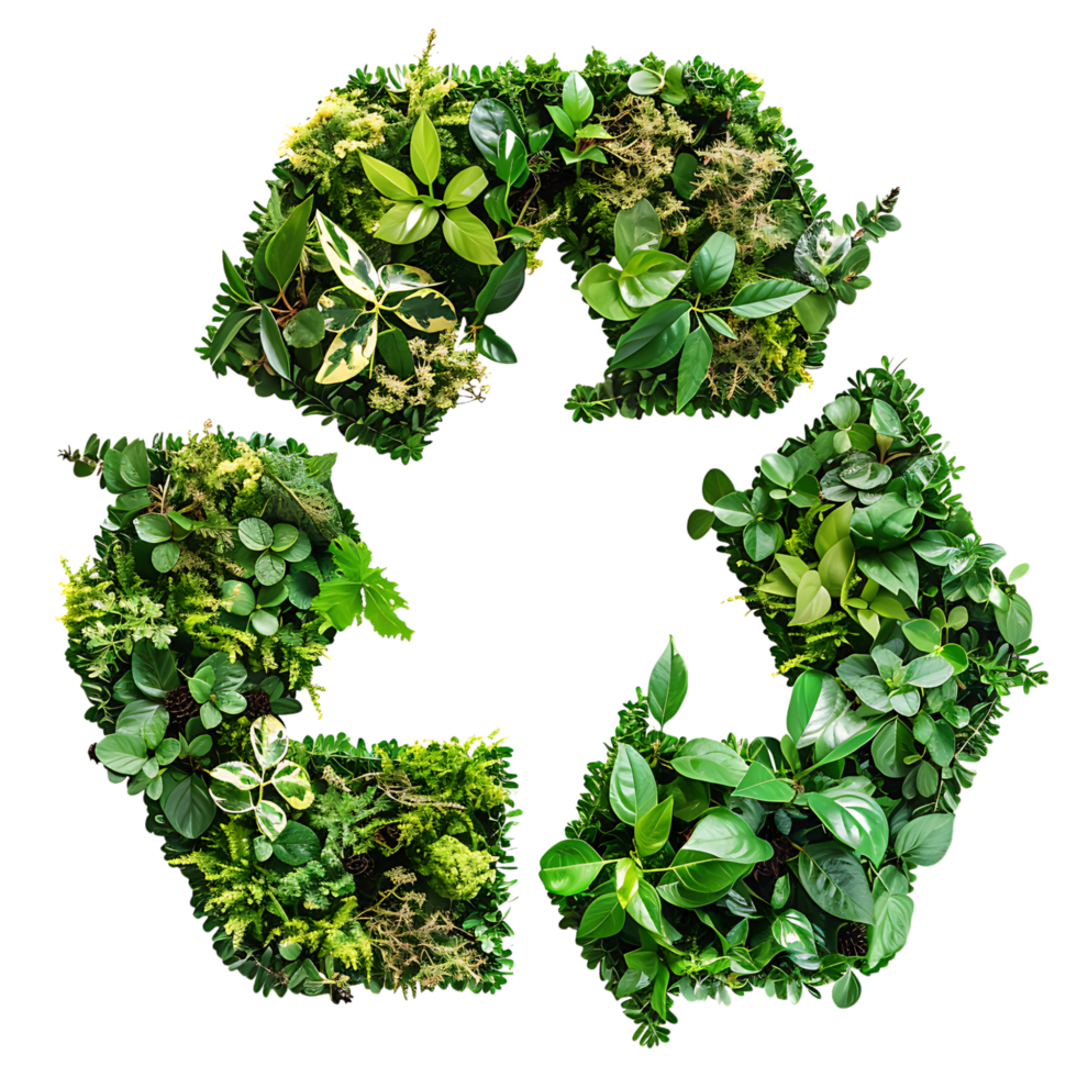 Recycle icon symbol in plants nature on isolated transparent background png