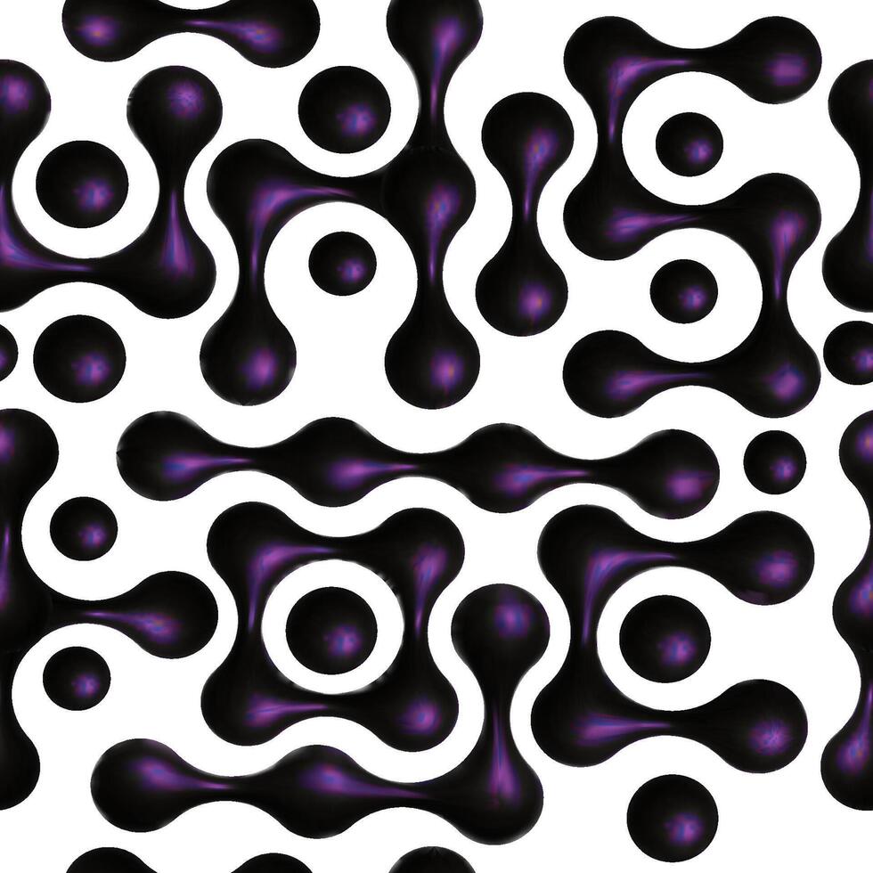 Liquid connected blobs seamless background. Seamless metaballs pattern. Morph shiny 3D metaball shapes texture for design.Modern 3D background. illustration vector