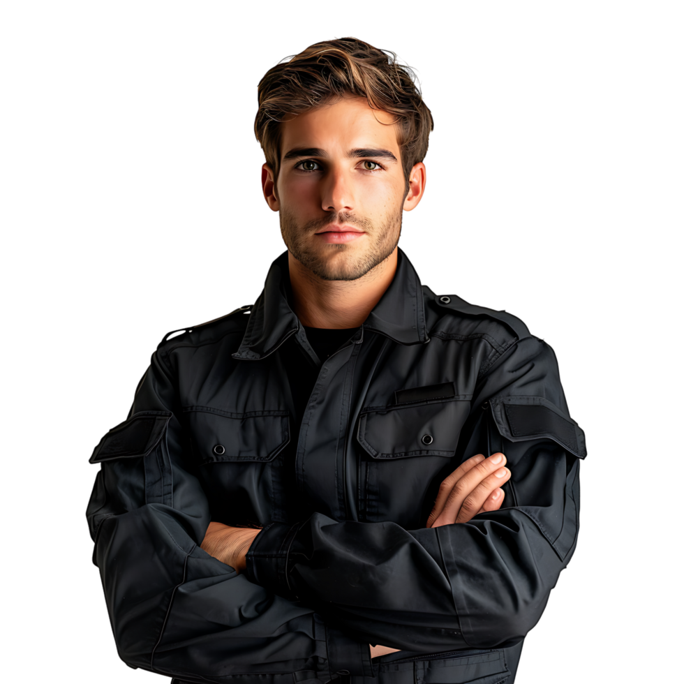 Young security guard on isolated transparent background png